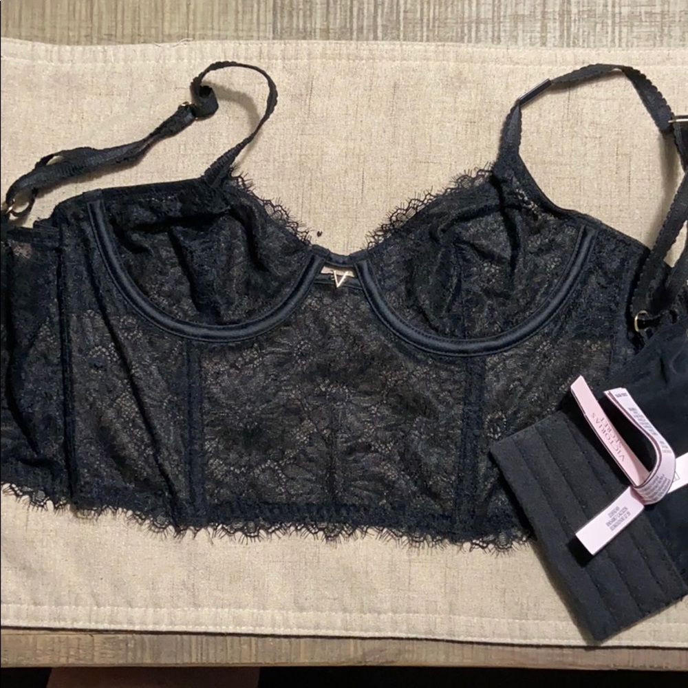 NEW Black Lace Corset Bra Victoria Secret